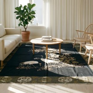 Antique Textile Chinese Allover Floral Knotted Rug (SKU 24584) - room view