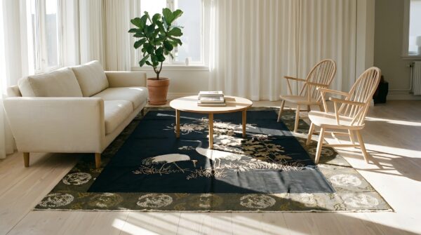 Antique textile chinese allover floral knotted rug (sku 24584) - room view
