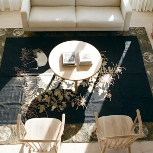 Antique Textile Chinese Allover Floral Knotted Rug (SKU 24584) - styled overhead view