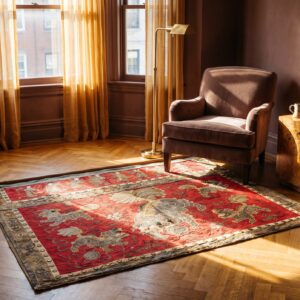 Antique Textile Chinese Allover Red 1925 Square Rug (SKU 24540) - room view