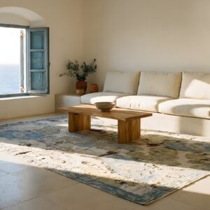 Antique Textile Persian Knotted Square Rug (SKU 25233) - room view