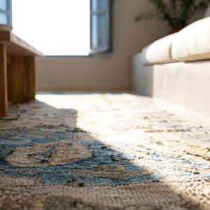 Antique Textile Persian Knotted Square Rug (SKU 25233) - in-room detail