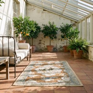 Antique Textile Small Scatter Size Wool Brown, Ivory Beige Cream White Rug (SKU 24534) - room view