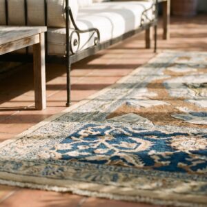 Antique Textile Small Scatter Size Wool Brown, Ivory Beige Cream White Rug (SKU 24534) - in-room detail