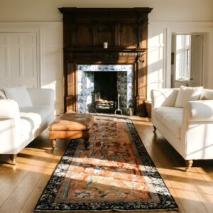 Antique Textile Small Scatter Size Wool Coral Rug (SKU 23944) - room view
