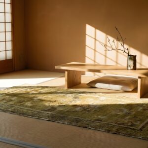 Antique Tibetan Chinese Floral Knotted Yellow Rug (SKU 23902) - room view