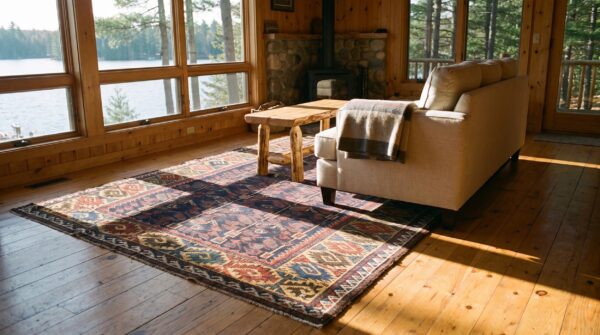 Antique tribal hand knotted wool pile allover geometric blue persian baluch rug 8 Antique tribal hand knotted wool pile allover geometric blue persian baluch rug (sku 25286) - room view