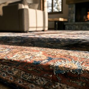 Tribal Allover Pattern Antique Blue Room Size Persian Sultanabad Rug (SKU 23253) - in-room detail