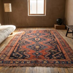 Tribal Antique Hand Knotted Wool Pile Caucasian Kazak Coral Rug (SKU 17632) - room view