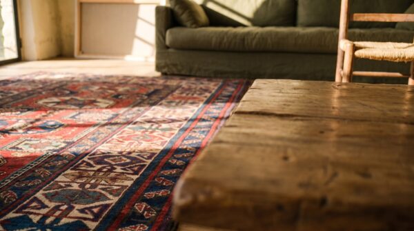 Antique tribal caucasian kuba key hole design blue 1880's rug 7 Antique tribal caucasian kuba key hole design blue 1880's rug (sku 19753) - in-room detail