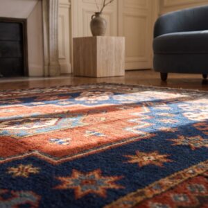 Antique Tribal Caucasian Hand Knotted Square Rug - Small Scatter Size (SKU 20820) - in-room detail