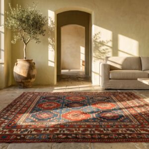 Antique Tribal Coral Caucasian Late 19th Century Shirvan Rug (SKU 18665) - room view