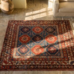 Antique Tribal Coral Caucasian Late 19th Century Shirvan Rug (SKU 18665) - in-room detail