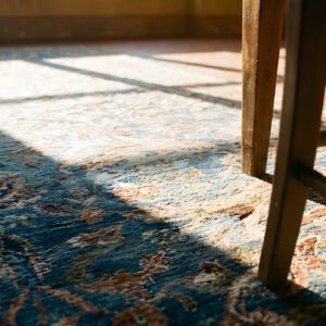 Tribal Floral Garous Design Antique Light Blue Persian Malayer Wide Hall Runner Rug (SKU 25578) - in-room detail