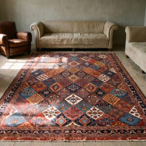 Antique Tribal Garden Design Persian 19th Century Bakhtiari Rug (SKU 19333) - room view