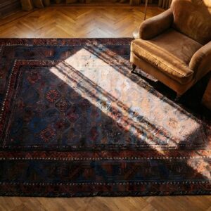Tribal Geometric Antique Afghan Baluch Late 19th Century Rug (SKU 25403) - styled overhead view