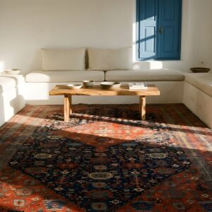 Antique Tribal Geometric Design Jewel Tone Color Antique Persian Bidjar Rug (SKU 20339) - room view