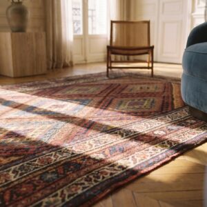 Tribal Geometric Diamond Pattern Antique Persian Kurdish Rug (SKU 18679) - in-room detail