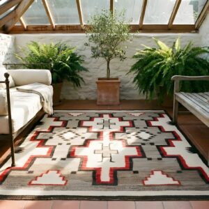 Tribal Geometric Antique Flatwoven Native American Navajo Kilim Rug (SKU 23815) - room view