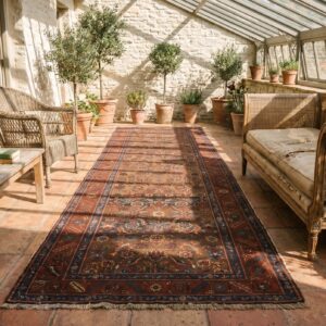 Antique Tribal Geometric Herati Persian Bakshaish Hallway Runner Rug (SKU 17330) - room view