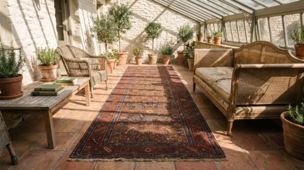 Antique tribal geometric herati persian bakshaish hallway runner rug 8 Antique tribal geometric herati persian bakshaish hallway runner rug (sku 17330) - room view