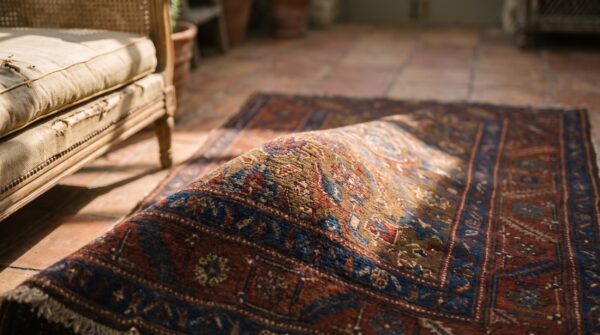 Antique tribal geometric herati persian bakshaish hallway runner rug 9 Antique tribal geometric herati persian bakshaish hallway runner rug (sku 17330) - in-room detail