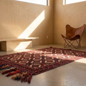 Tribal Geometric Antique Ivory Turkmen Yamoud Small Scatter Size Wool Rug (SKU 22381) - room view