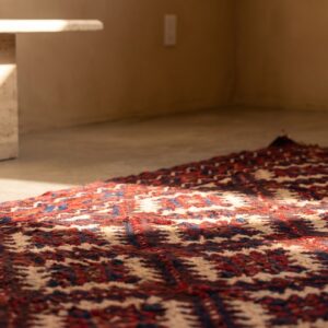 Tribal Geometric Antique Ivory Turkmen Yamoud Small Scatter Size Wool Rug (SKU 22381) - in-room detail