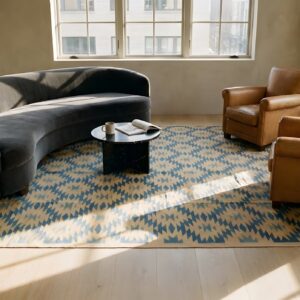 Tribal Geometric Kilim Design Antique Indian Cotton Dhurrie Rug (SKU 24986) - room view