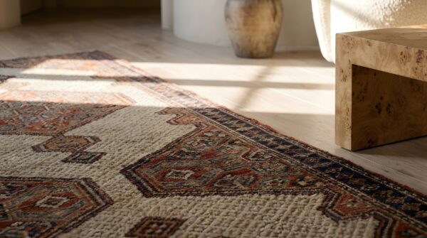 Tribal geometric late 19th century antique persian serab hallway runner rug 10 Tribal geometric late 19th century antique persian serab hallway runner rug (sku 25368) - in-room detail