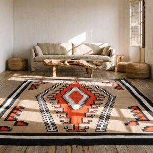 Tribal Geometric Antique Native American Room Size Navajo Flatwoven Rug (SKU 22098) - room view
