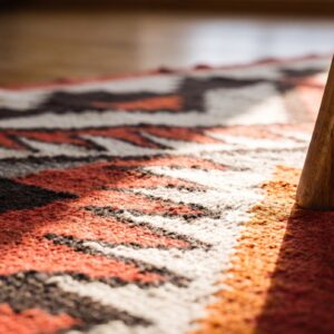 Tribal Geometric Antique Navajo Native American Flatweave Rug (SKU 25473) - in-room detail