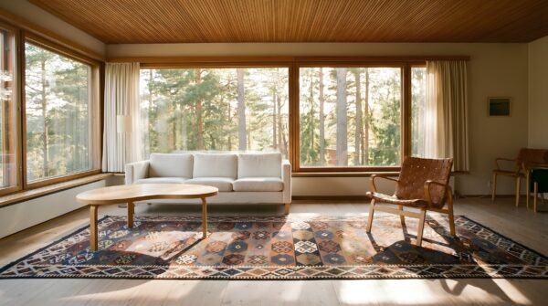 Antique tribal geometric nw persian flat weave kilim hall runner rug (sku 24639) - room view