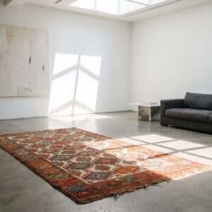 Tribal Geometric Antique NW Persian Ivory Kurdish Hallway Runner Rug (SKU 21372) - room view