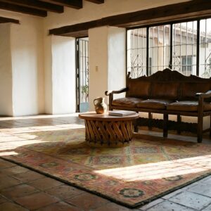 Antique Tribal Geometric Pattern Cotton Scatter Size Yellow Agra Rug (SKU 19439) - room view