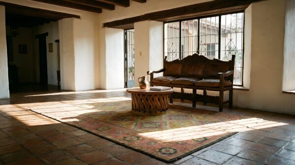 Antique tribal geometric pattern cotton scatter size yellow agra rug 5 Antique tribal geometric pattern cotton scatter size yellow agra rug (sku 19439) - room view