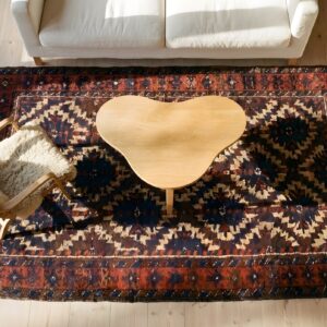 Antique Tribal Geometric Pattern Persian Baluch Rug (SKU 25139) - styled overhead view