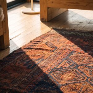 Antique Tribal Geometric Pattern Persian Baluch Small Area Rug (SKU 21584) - in-room detail