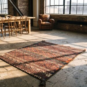 Antique Tribal Geometric Persian Baluch Square Small Scatter Rug (SKU 21588) - room view