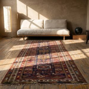 Antique Tribal Geometric Persian Kurdish Hallway Runner Rug (SKU 18848) - room view