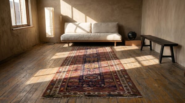 Antique tribal geometric persian kurdish hallway runner rug 3 Antique tribal geometric persian kurdish hallway runner rug (sku 18848) - room view