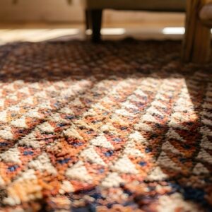 Tribal Geometric Antique Small Scatter Size Wool Ersari Beshir Muslim Prayer Rug (SKU 25018) - in-room detail