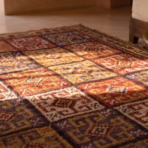 Antique Tribal Geometric Turkish Konya Small 19th Colorful Century Rug (SKU 25737) - in-room detail