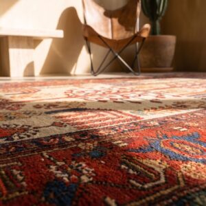 Tribal Geometric Weeping Willow Tree Of Life Design Antique Ivory NW Persian Rug (SKU 21455) - in-room detail