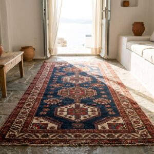 Antique Tribal Harshang Crab Design NW Persian Kurdish Hallway Runner Rug (SKU 19046) - room view
