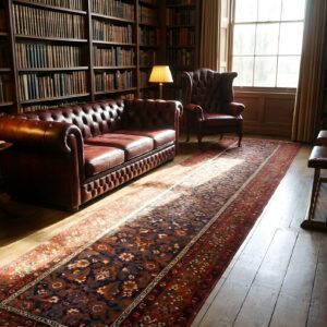 Antique Tribal Herati Pattern Blue Northwest Persian Long Hallway Runner Rug (SKU 24951) - room view