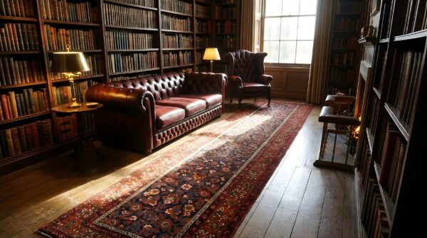 Antique tribal herati pattern blue northwest persian long hallway runner rug 8 Antique tribal herati pattern blue northwest persian long hallway runner rug (sku 24951) - room view