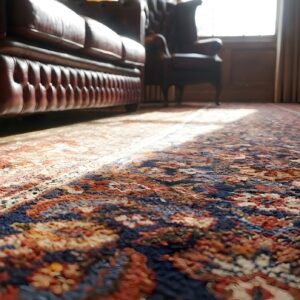 Antique Tribal Herati Pattern Blue Northwest Persian Long Hallway Runner Rug (SKU 24951) - in-room detail