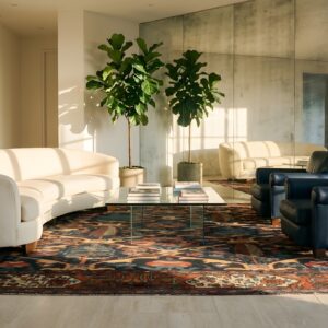 Antique Tribal Lattice Cypress Tree Design Persian Bakhtiari Rug (SKU 24922) - room view