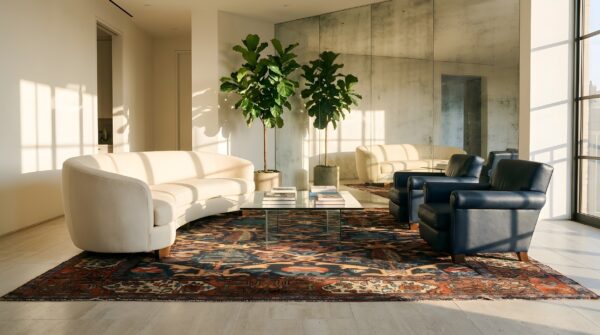 Antique tribal lattice cypress tree design persian bakhtiari rug 11 Antique tribal lattice cypress tree design persian bakhtiari rug (sku 24922) - room view